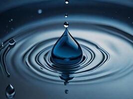 water drop on a blue background ai generated photo