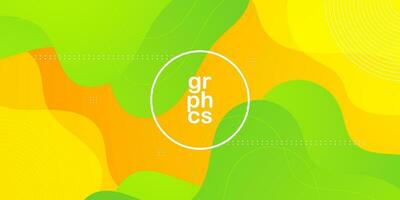 Minimal abstract background colorful liquid fluid with orange, green and yellow gradient color combination. Bright design soft color and overlay lines on background. Eps10 vector