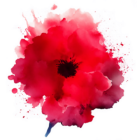 Red Watercolor Poppy AI Generative png