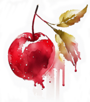 A Fresh Fruity Cherry Watercolor Splash AI Generative png