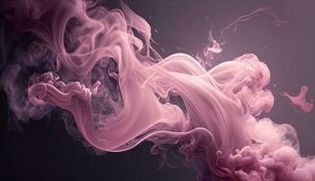 Generative AI, Flowing light pink, viva magenta smoke with splashes. Soft fluid banner, spring female mood, 3D effect, modern macro realistic abstract background illustration, ink in water effect photo