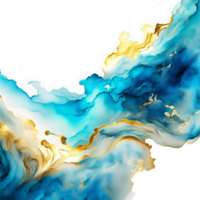 resumen oro y azul jaspeado ai chapoteo generativo png