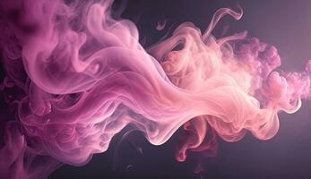 Generative AI, Flowing light pink, viva magenta smoke with splashes. Soft fluid banner, spring female mood, 3D effect, modern macro realistic abstract background illustration, ink in water effect. photo