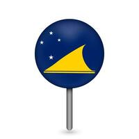 Map pointer with country Tokelau. Tokelau flag. Vector illustration.