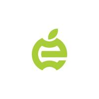 letter e eco apple fruit logo vector
