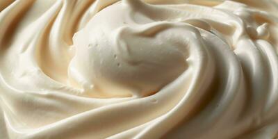 Generative AI, vanilla ice cream surface, close up texture of white ice cream like background. photo