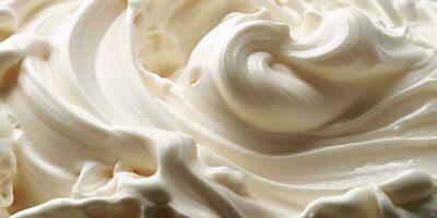 Generative AI, vanilla ice cream surface, close up texture of white ice cream like background. photo