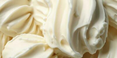 Generative AI, vanilla ice cream surface, close up texture of white ice cream like background. photo