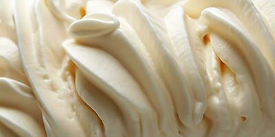 Generative AI, vanilla ice cream surface, close up texture of white ice cream like background. photo