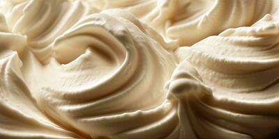 Generative AI, vanilla ice cream surface, close up texture of white ice cream like background. photo