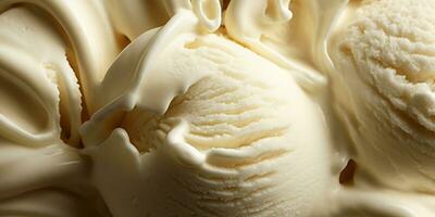 Generative AI, vanilla ice cream surface, close up texture of white ice cream like background. photo