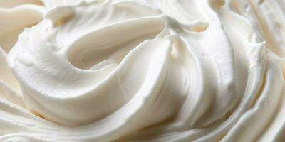 Generative AI, vanilla ice cream surface, close up texture of white ice cream like background. photo