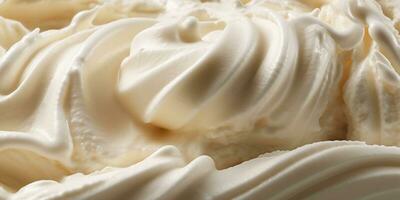 Generative AI, vanilla ice cream surface, close up texture of white ice cream like background. photo