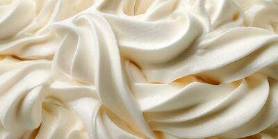 Generative AI, vanilla ice cream surface, close up texture of white ice cream like background. photo