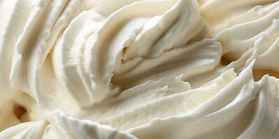 Generative AI, vanilla ice cream surface, close up texture of white ice cream like background. photo