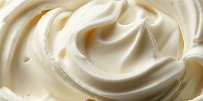 Generative AI, vanilla ice cream surface, close up texture of white ice cream like background. photo