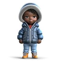 A charming African American little toddler boy dressed in stylish winter clothing. photo