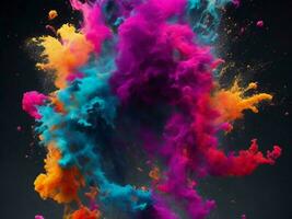 colorful powder being thrown into the air ai generated photo