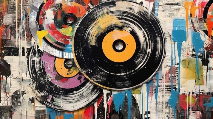 Generative AI, Grunge Vinyl Records, pop art graffiti