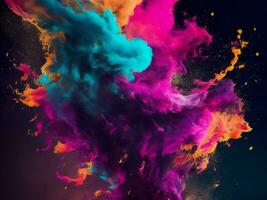 colorful powder being thrown into the air ai generated photo