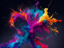 colorful powder being thrown into the air ai generated photo