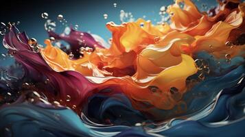 colorful paint splashes on a black background ai generated photo