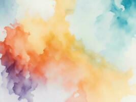 colorful watercolor paint splatters on a white background ai generated photo