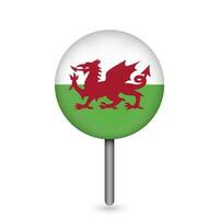 Map pointer with Wales. Wales flag. Vector illustration.