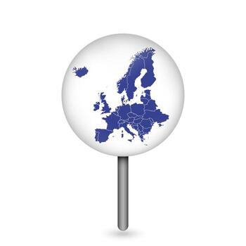 Map pointer with Europe Map. Vector illustration.