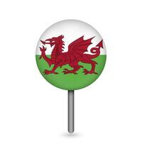 Map pointer with Wales. Wales flag. Vector illustration.