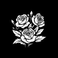 rosas - negro y blanco aislado icono - vector ilustración