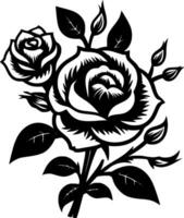 rosas - negro y blanco aislado icono - vector ilustración