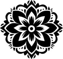 mandala - negro y blanco aislado icono - vector ilustración