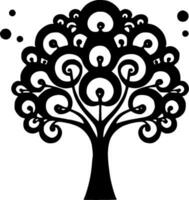 árbol - negro y blanco aislado icono - vector ilustración