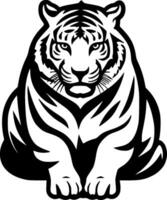 Tiger - Black and White Isolated Icon - Vector illustration