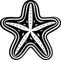 estrella de mar - negro y blanco aislado icono - vector ilustración