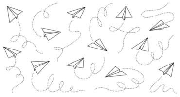 Paper airplane vector icon. Doodle outline