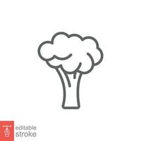 Broccoli icon. Simple outline style. Vegetable, plant, healthy, natural, organic, diet, fresh, food concept. Thin line symbol. Vector illustration isolated on white background. Editable stroke EPS 10.