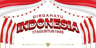 Dirgahayu Indonesia August 17 flat design background vector