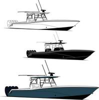 Boat vector,  Fishing boat vector, line art illustration and one color. vector