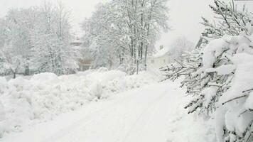 a snowy road is shown in this image video