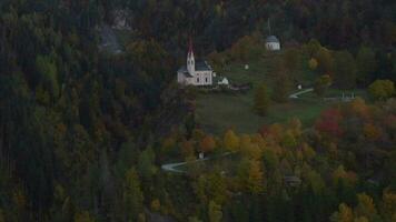 aerial view of a church in the village video