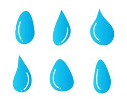 Blue rain, raindrops. Abstract set of blue water drop icons on white background vector