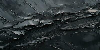 Generative AI, Closeup of impasto abstract rough black art painting texture photo