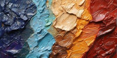 Generative AI, Closeup of impasto abstract rough colorful art painting texture photo