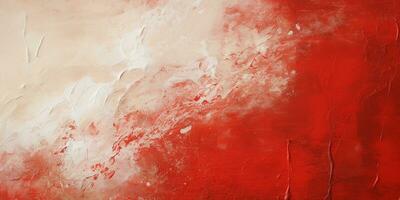 Generative AI, Closeup of impasto abstract rough white and red art painting texture photo