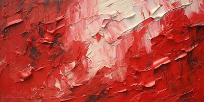 Generative AI, Closeup of impasto abstract rough white and red art painting texture photo