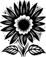 Flower - Black and White Isolated Icon - Vector illustration