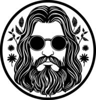 Hippie, Black and White Vector illustration