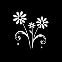 flores - negro y blanco aislado icono - vector ilustración